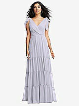 Front View Thumbnail - Silver Dove Bow-Shoulder Faux Wrap Maxi Dress with Tiered Skirt
