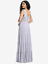 Rear View Thumbnail - Silver Dove Bow-Shoulder Faux Wrap Maxi Dress with Tiered Skirt