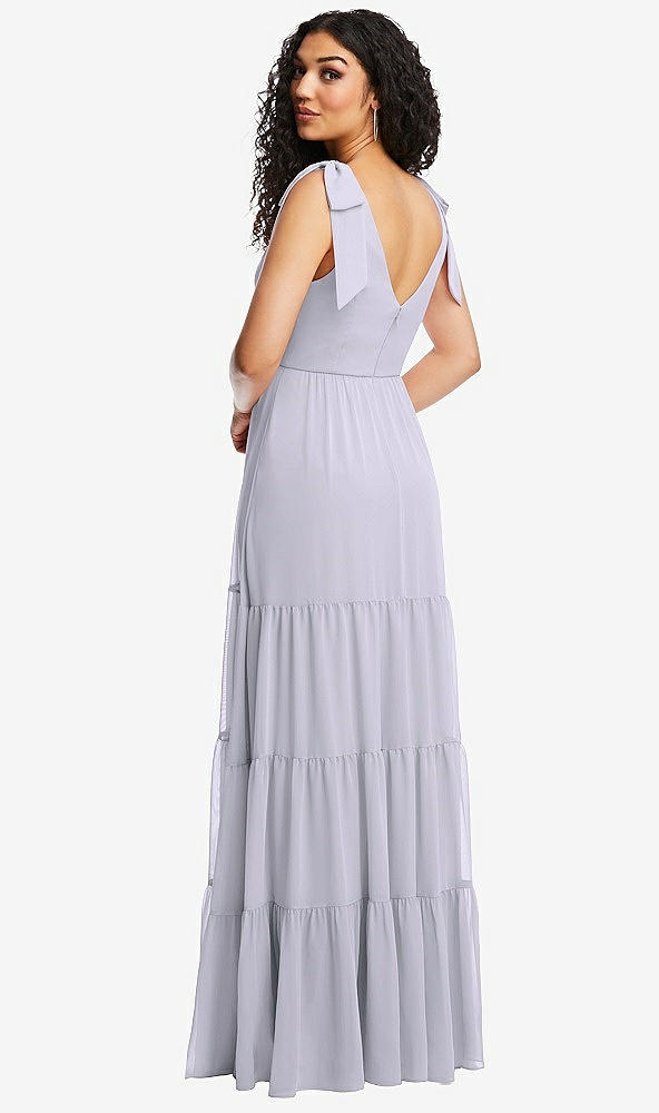 Back View - Silver Dove Bow-Shoulder Faux Wrap Maxi Dress with Tiered Skirt