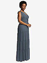 Alt View 2 Thumbnail - Silverstone Bow-Shoulder Faux Wrap Maxi Dress with Tiered Skirt
