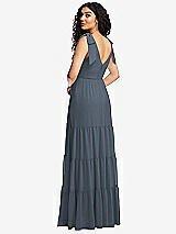 Rear View Thumbnail - Silverstone Bow-Shoulder Faux Wrap Maxi Dress with Tiered Skirt