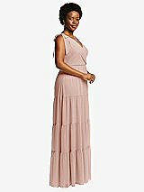Alt View 2 Thumbnail - Toasted Sugar Bow-Shoulder Faux Wrap Maxi Dress with Tiered Skirt
