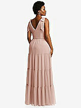 Alt View 3 Thumbnail - Toasted Sugar Bow-Shoulder Faux Wrap Maxi Dress with Tiered Skirt