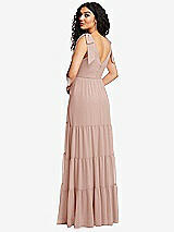 Rear View Thumbnail - Toasted Sugar Bow-Shoulder Faux Wrap Maxi Dress with Tiered Skirt