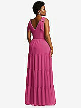 Alt View 3 Thumbnail - Tea Rose Bow-Shoulder Faux Wrap Maxi Dress with Tiered Skirt