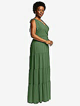 Alt View 2 Thumbnail - Vineyard Green Bow-Shoulder Faux Wrap Maxi Dress with Tiered Skirt