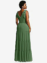 Alt View 3 Thumbnail - Vineyard Green Bow-Shoulder Faux Wrap Maxi Dress with Tiered Skirt