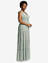 Alt View 2 Thumbnail - Willow Green Bow-Shoulder Faux Wrap Maxi Dress with Tiered Skirt