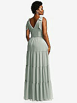 Alt View 3 Thumbnail - Willow Green Bow-Shoulder Faux Wrap Maxi Dress with Tiered Skirt