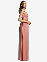 Side View Thumbnail - Desert Rose Open Neck Cross Bodice Cutout  Maxi Dress with Front Slit