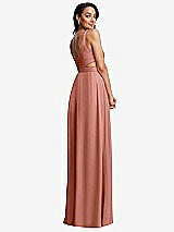 Rear View Thumbnail - Desert Rose Open Neck Cross Bodice Cutout  Maxi Dress with Front Slit