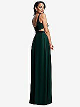 Rear View Thumbnail - Evergreen Open Neck Cross Bodice Cutout  Maxi Dress with Front Slit