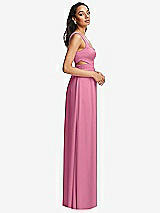 Side View Thumbnail - Orchid Pink Open Neck Cross Bodice Cutout  Maxi Dress with Front Slit