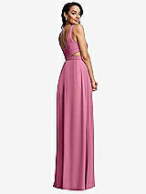 Rear View Thumbnail - Orchid Pink Open Neck Cross Bodice Cutout  Maxi Dress with Front Slit