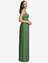 Side View Thumbnail - Vineyard Green Open Neck Cross Bodice Cutout  Maxi Dress with Front Slit