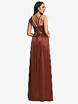 Rear View Thumbnail - Auburn Moon Lace Up Tie-Back Corset Maxi Dress with Front Slit