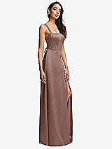 Side View Thumbnail - Sienna Lace Up Tie-Back Corset Maxi Dress with Front Slit