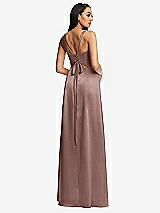 Rear View Thumbnail - Sienna Lace Up Tie-Back Corset Maxi Dress with Front Slit