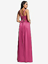 Rear View Thumbnail - Tea Rose Lace Up Tie-Back Corset Maxi Dress with Front Slit
