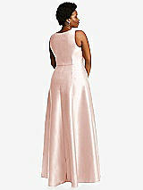 Alt View 3 Thumbnail - Blush Boned Corset Closed-Back Satin Gown with Full Skirt and Pockets