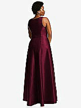 Alt View 3 Thumbnail - Cabernet Boned Corset Closed-Back Satin Gown with Full Skirt and Pockets
