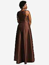 Alt View 3 Thumbnail - Cognac Boned Corset Closed-Back Satin Gown with Full Skirt and Pockets