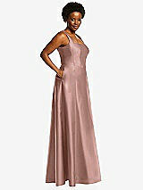 Alt View 2 Thumbnail - Neu Nude Boned Corset Closed-Back Satin Gown with Full Skirt and Pockets