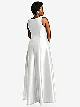 Alt View 3 Thumbnail - White Boned Corset Closed-Back Satin Gown with Full Skirt and Pockets
