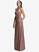 Side View Thumbnail - Sienna Shawl Collar Open-Back Halter Maxi Dress with Pockets