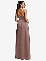 Rear View Thumbnail - Sienna Shawl Collar Open-Back Halter Maxi Dress with Pockets