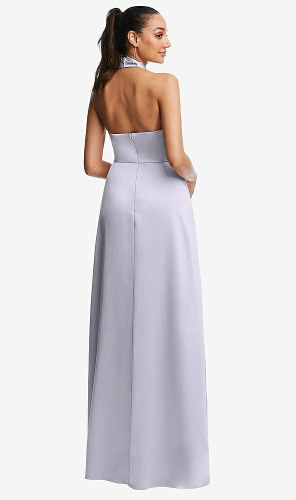 Back View - Silver Dove Shawl Collar Open-Back Halter Maxi Dress with Pockets