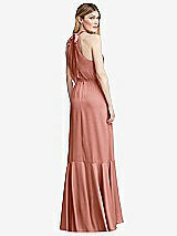 Alt View 3 Thumbnail - Desert Rose Tie-Neck Halter Maxi Dress with Asymmetric Cascade Ruffle Skirt