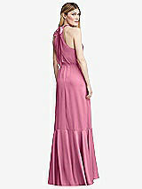 Alt View 3 Thumbnail - Orchid Pink Tie-Neck Halter Maxi Dress with Asymmetric Cascade Ruffle Skirt