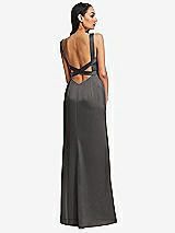 Rear View Thumbnail - Caviar Gray Framed Bodice Criss Criss Open Back A-Line Maxi Dress