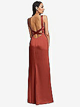 Rear View Thumbnail - Amber Sunset Framed Bodice Criss Criss Open Back A-Line Maxi Dress