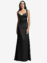 Front View Thumbnail - Black Framed Bodice Criss Criss Open Back A-Line Maxi Dress