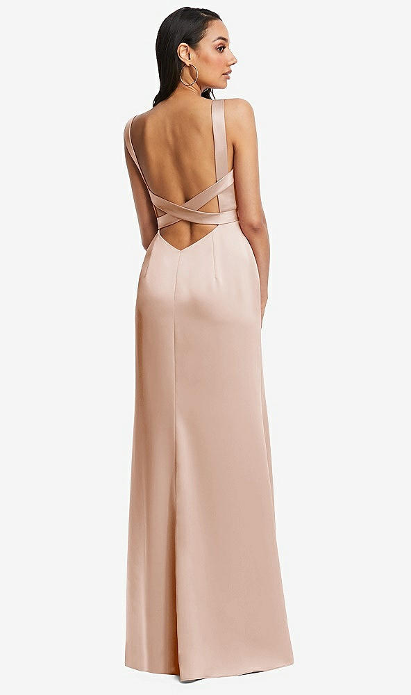 Back View - Cameo Framed Bodice Criss Criss Open Back A-Line Maxi Dress