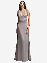 Front View Thumbnail - Cashmere Gray Framed Bodice Criss Criss Open Back A-Line Maxi Dress