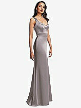 Side View Thumbnail - Cashmere Gray Framed Bodice Criss Criss Open Back A-Line Maxi Dress