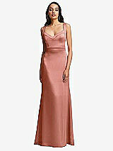 Front View Thumbnail - Desert Rose Framed Bodice Criss Criss Open Back A-Line Maxi Dress