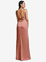 Rear View Thumbnail - Desert Rose Framed Bodice Criss Criss Open Back A-Line Maxi Dress