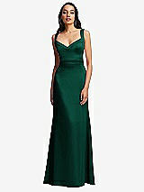 Front View Thumbnail - Hunter Green Framed Bodice Criss Criss Open Back A-Line Maxi Dress