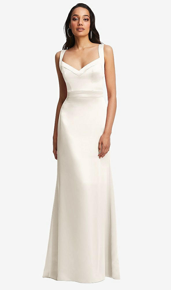 Front View - Ivory Framed Bodice Criss Criss Open Back A-Line Maxi Dress