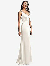 Side View Thumbnail - Ivory Framed Bodice Criss Criss Open Back A-Line Maxi Dress
