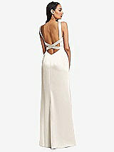 Rear View Thumbnail - Ivory Framed Bodice Criss Criss Open Back A-Line Maxi Dress