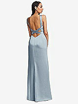 Rear View Thumbnail - Mist Framed Bodice Criss Criss Open Back A-Line Maxi Dress
