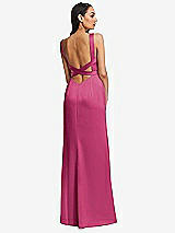 Rear View Thumbnail - Tea Rose Framed Bodice Criss Criss Open Back A-Line Maxi Dress