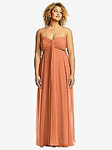 Front View Thumbnail - Sweet Melon Strapless Empire Waist Cutout Maxi Dress with Covered Button Detail