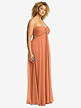 Side View Thumbnail - Sweet Melon Strapless Empire Waist Cutout Maxi Dress with Covered Button Detail