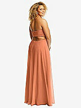 Rear View Thumbnail - Sweet Melon Strapless Empire Waist Cutout Maxi Dress with Covered Button Detail
